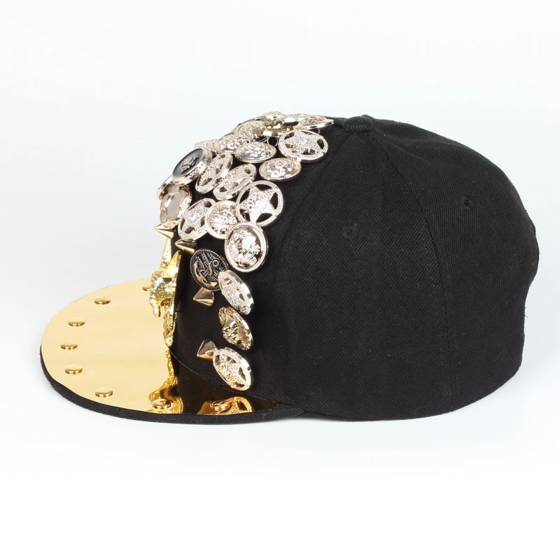 핫세일 헤비메탈 리벳 스냅백 힙합 모자 독수리 색상 플랫챙 야구 모자