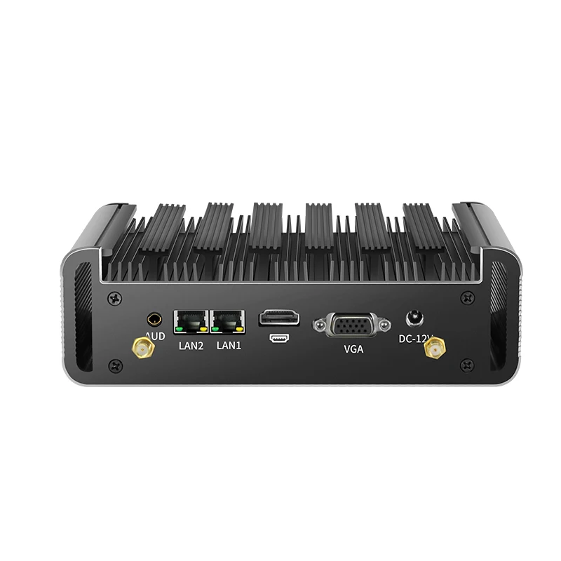 Fanless mini pc intel core i7-5500U i5-5200U i3-5005U dupla ethernet 2x rs232 hdmi vga saída de vídeo wifi suporte windows linux os