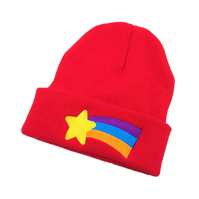 Winter Gravity Falls Same Unisex Knitting Rainbow Beanies Men Women Keep Warm Windproof Ponytail Cold Hats Short Paragraph W80