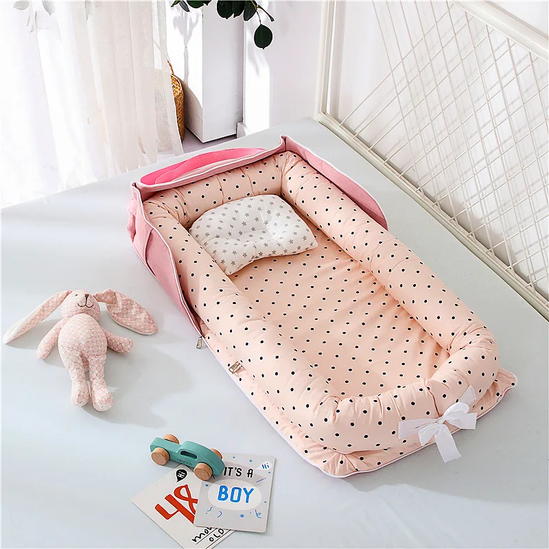 LazyChild Portable Baby Nest Bed For Boys Girls Travel Bed Infant Cotton Cradle Crib Baby Newborn Bed