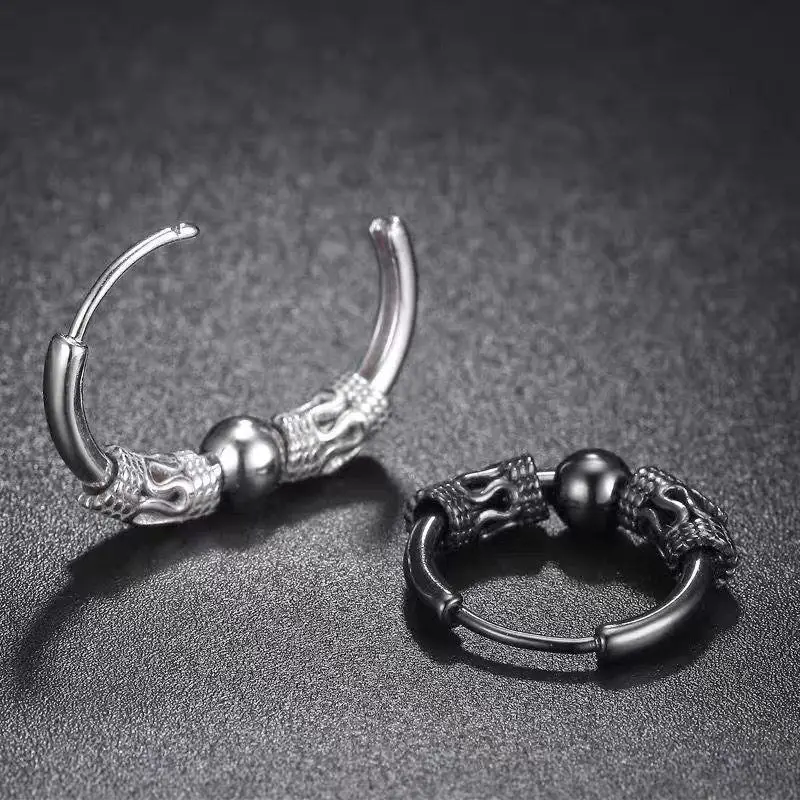 1 Piece New Punk Dragon Pattern Ear Buckle Earrings For Men/Women Black Color Hip Hop Fashion Cool Ear Jewelry Street Popular
