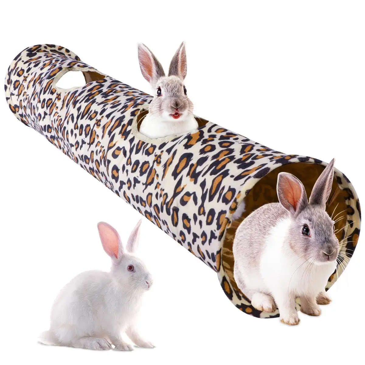 Pet Tunnel Leopard Print  Rabbit Play Collapsible Space-saving Nontoxic Toys For Dogs Cat