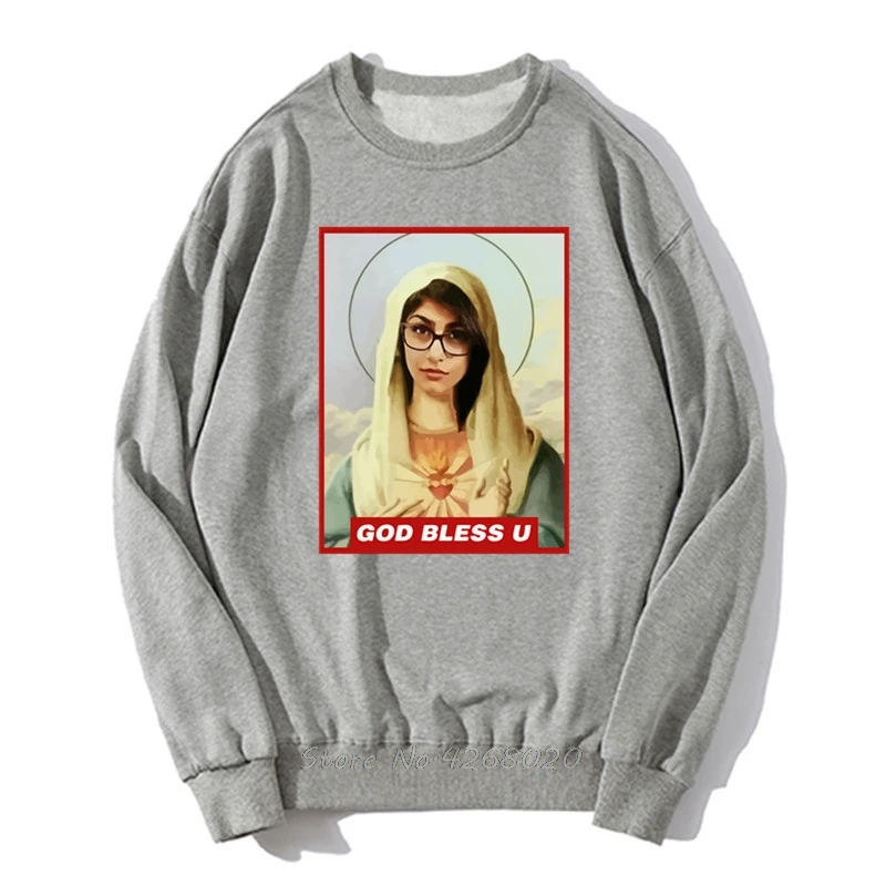 God Bless Mia Khalifa Men's Hoodie Funny Men's Pullover Hoodies Sweatshirt Streetwear Harajuku