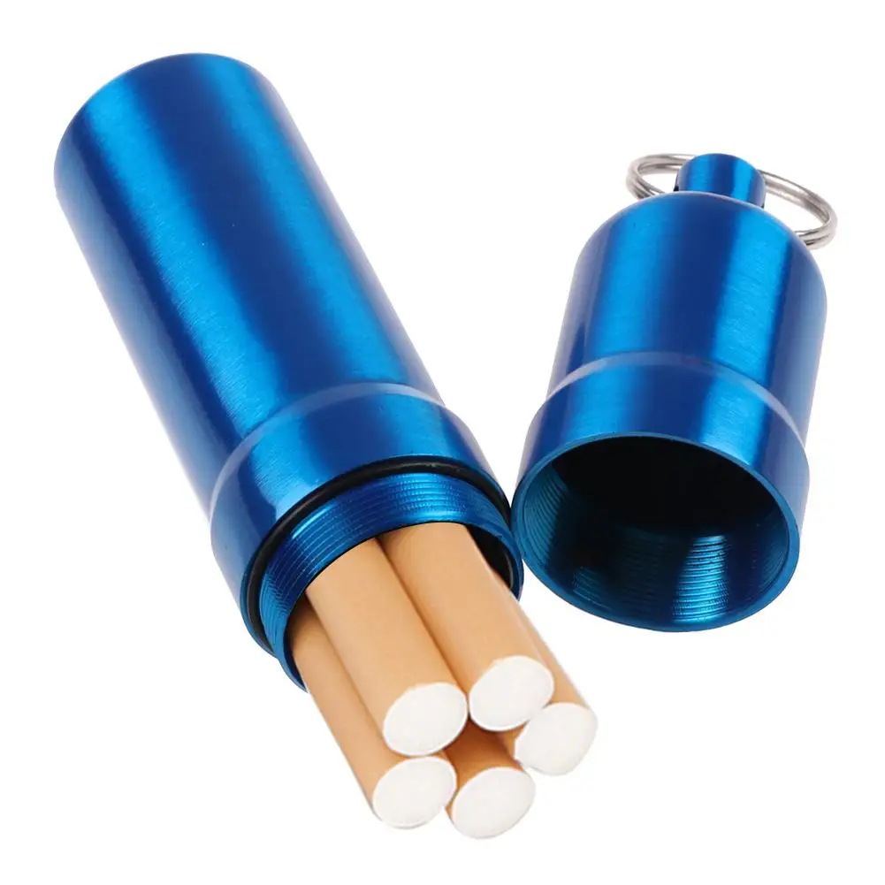 Caixa de cigarros selada com chaveiro, portátil, de aço inoxidável, 5 cigarros, caixa de armazenamento, à prova d'água