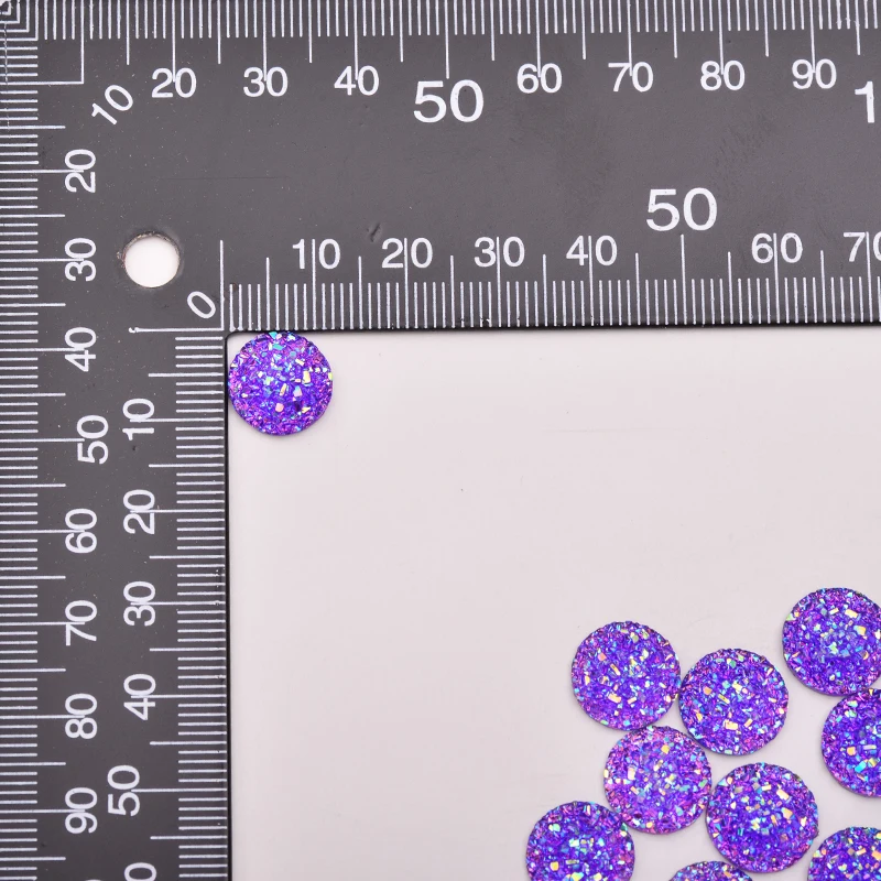 JUNAO 50pcs 12mm Shiny Purple AB Round Rhinestone Stones Applique Non Sewn Crystal Scrapbook Buttons For Clothes Jewelry Crafts