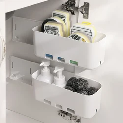 No Punching Multifunctional Kitchen Drawer Shelf Rack For Seasoning Hanging Storage Basket Wall-mounted Cabinet Push-pull Box