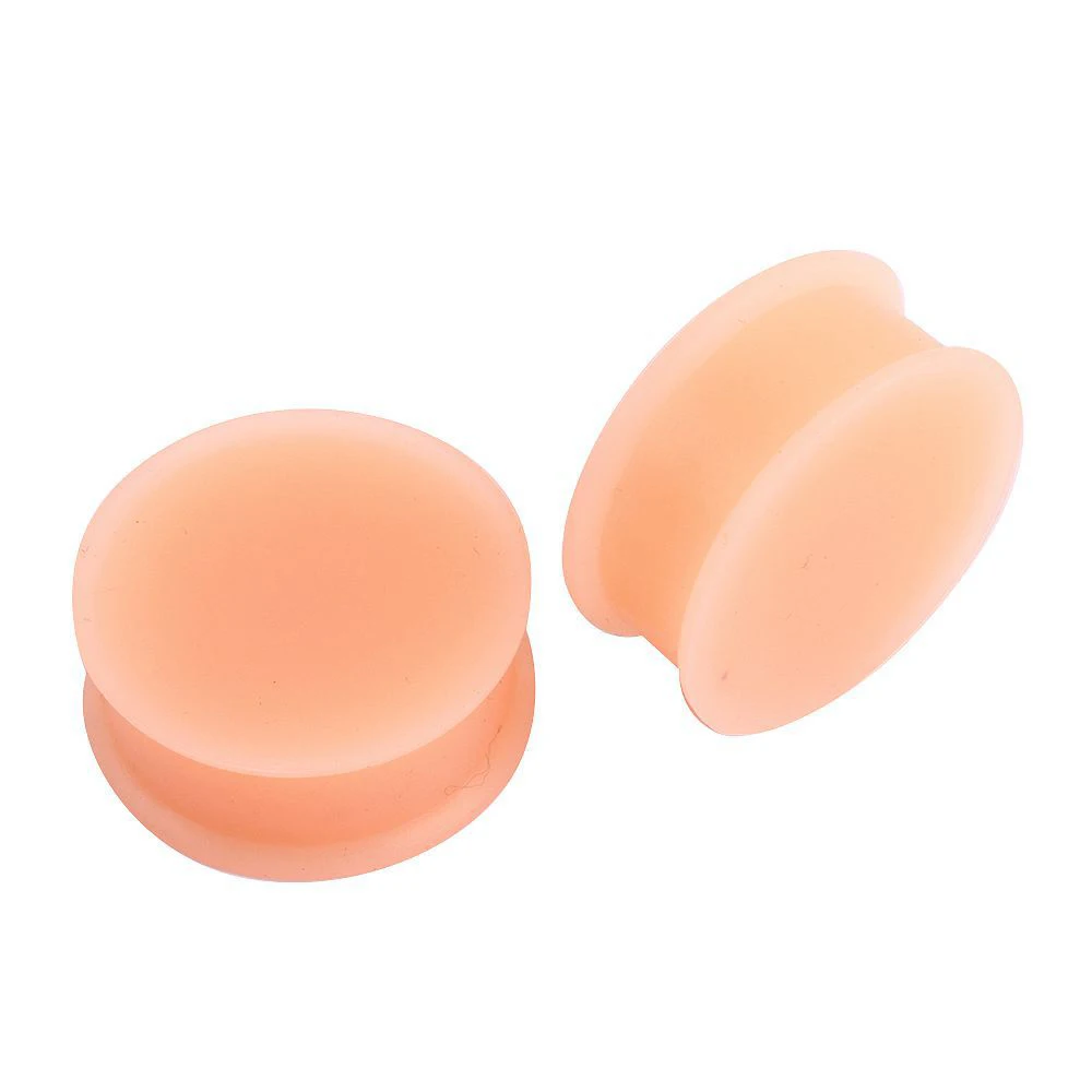 Pair Silicone Ear Gauge Flexible Soft Double Flared Saddle Ear Plugs Skin color Ear Stretchers Tunnels Expanders Body Jewelry