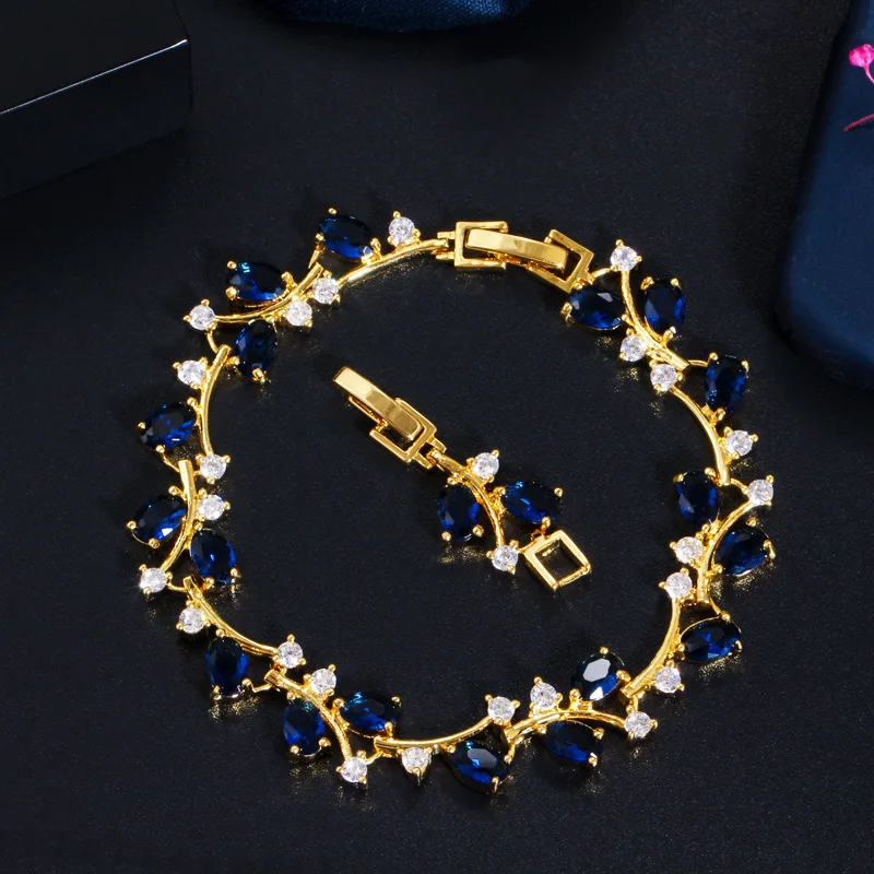 CWWZircons Elegantes Blattzweig-Armband in Gelbgoldfarbe mit Funkelnden Zirkonen, Modischer Damenschmuck für Hochzeiten, Geschenk, Großhandel S0099 – Detail 5