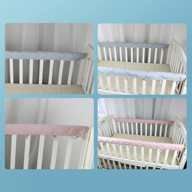 2Pcs Cotton Crib Protection Wrap Edge Baby Anti-bite Solid Color Bed Fence Guardrail Newborn Bed Rail Cover Baby Care Safety