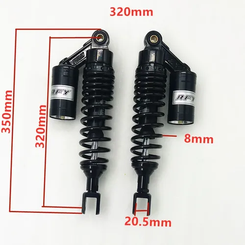 야마하 혼다 스쿠터 ATV 쿼드 블랙 골드 용 2pcs 범용 320mm/340mm/355mm 오토바이 충격 흡수 장치 리어 서스펜션