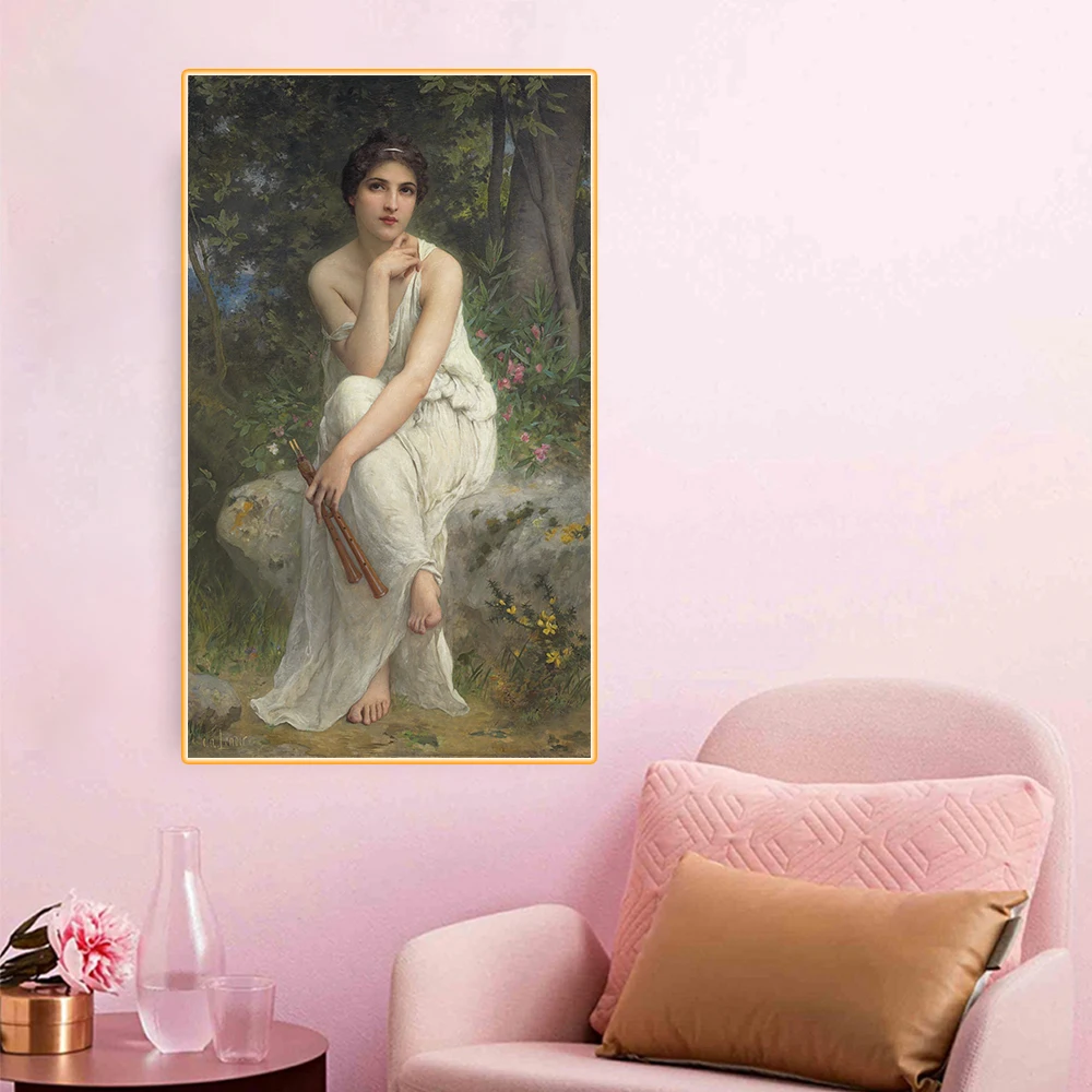 

Amable Lenoir " The Flute Player " Canvas Oil Painting Classical Poster Picture Modern Wall Decor Home Living room Decoration