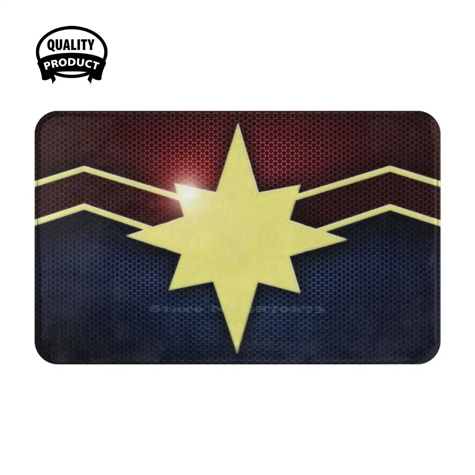 Digital Star Burst Emblem On Patriotic Colour Background , Digital Artist Impression Soft Cushion Home Carpet Door Mat Car Rug