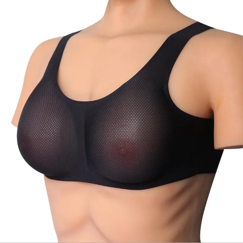 C Dcup drop-shaped artificial breast with lingerie set fake breast prosthesis bra CD cross-dressing silicone breast false boobs