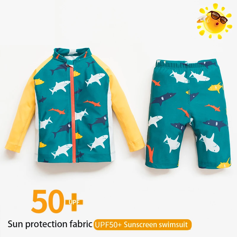 Children\'s Sunscreen Swimsuit Boys Baby Bathing Suit Boy Kid One Piece Swimming Suit Toddler Baby Sun Protection Swimwear