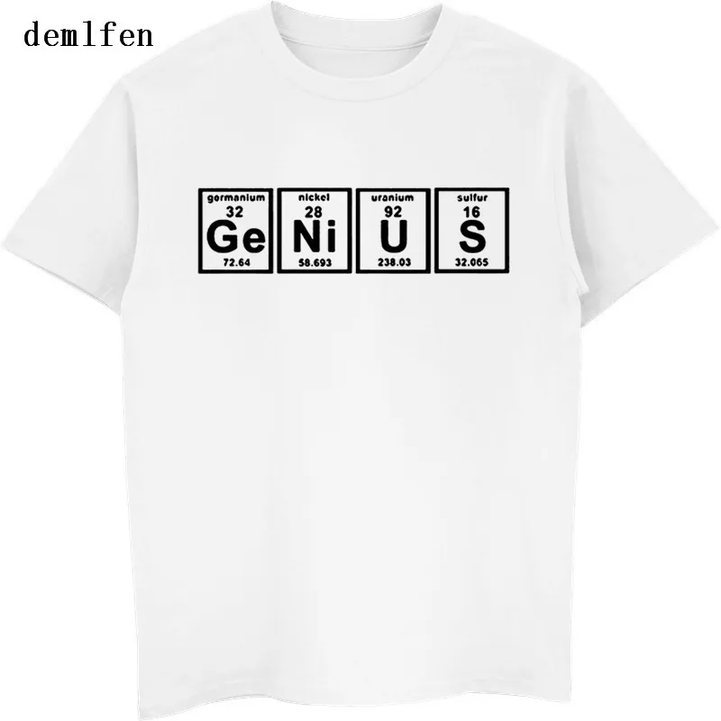 Футболка мужская хлопковая с забавным гениальным принтом, повседневная тенниска с надписью «Периодическая таблица» и «Химия» для взрослых, лето