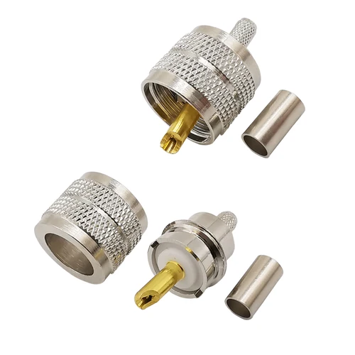 10 Uds PL259 UHF enchufe macho engarzado conector Coaxial RF UHF RG58/142 LMR195 LMR200 RG400 Cable Coaxial tornillo enchufe de soldadura PL-259 Adapte