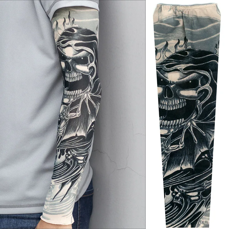 Unisex Tattoo Arm Sleeves Skull Arm Warmers Tattoos Men and Women Ice Cool Dragon Sleeves Summer Driving Sunscreen Arm Sleeves