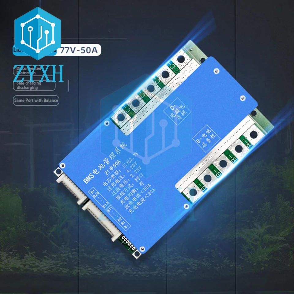 3.7V BMS 21S 50A 77V 18650 Lithium Polymer Battery Packs Balancer Charge Board Equalizer Temperature Control For Escooter