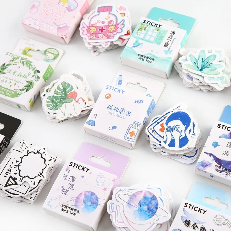 46pcs/box Cute Girls' Generation Diary Stickers Scrapbook Journal Decoration Stationery Flakes DIY Material Kawaii Stickers