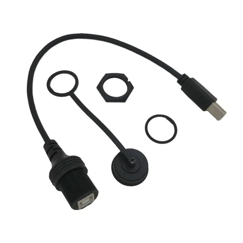 자동차 트럭 오토바이 대시보드용 익스텐션 케이블, USB 2.0 BM to BF 인쇄, 암수 AUX 내장 패널 설치, 0.3m