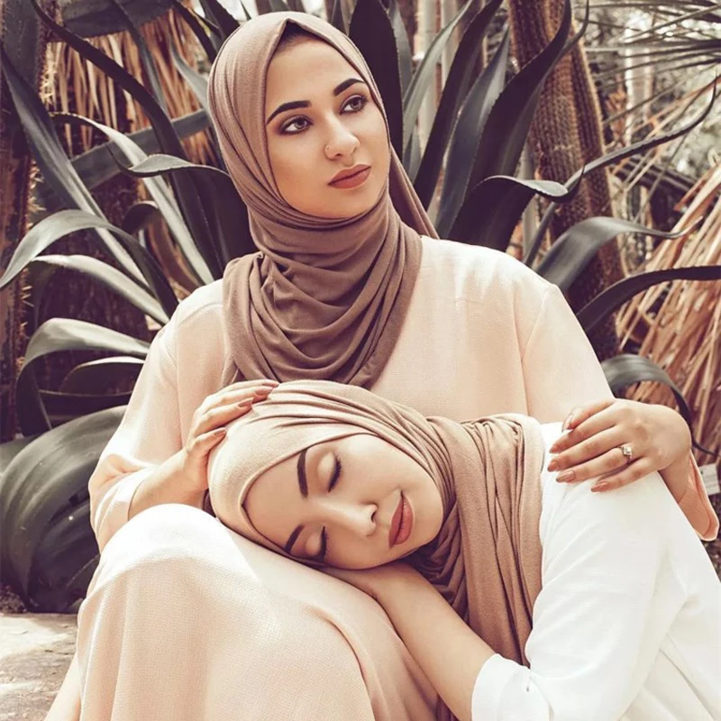 Tinta unita Jersey Hijab sciarpa scialle tinta unita con buon punto elastico morbido turbante testa avvolge per le donne sciarpe 170X55cm