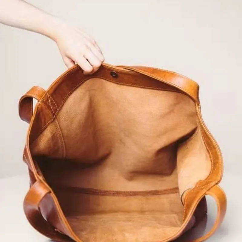 Borsa a tracolla portatile in morbida pelle PU retrò borsa da donna di grande capacità nuova borsa a tracolla Tote Bag