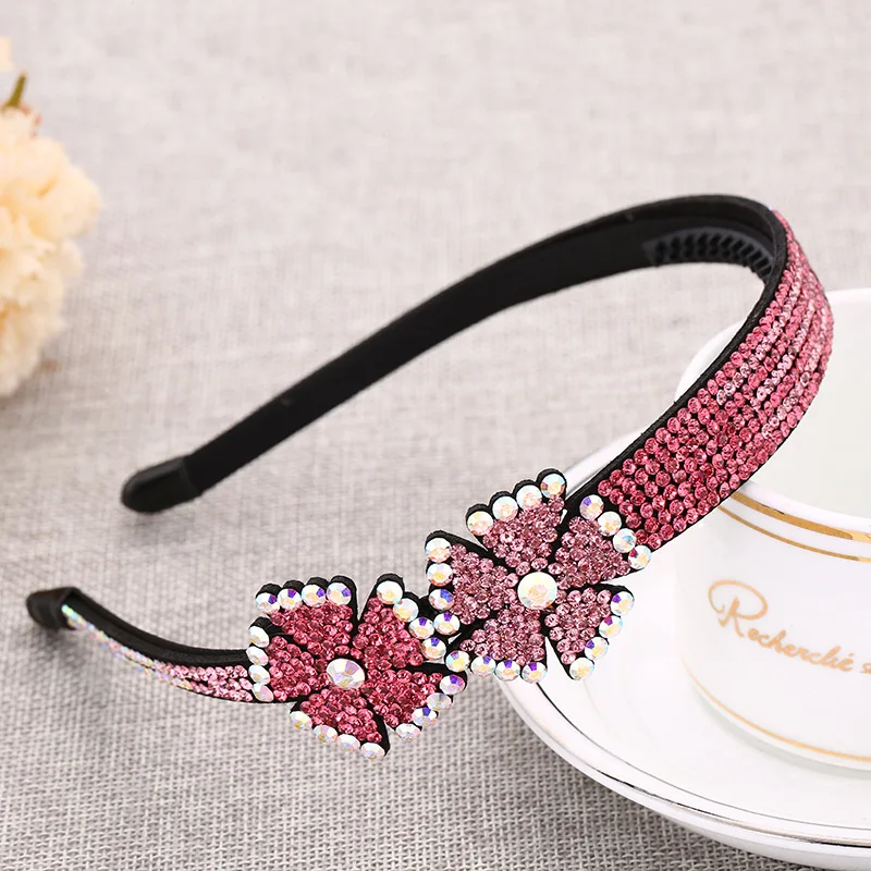 Retro Women Crystal Flower Luxury Czech Crystal Non-slip Border Girl Hairpin Ladies All-match Fancy Hair Accessories Headband