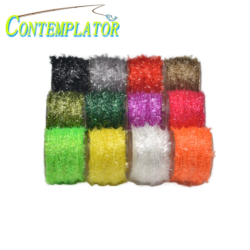 Hot 12colors Durable Ice Chenille Spool Nymphs Streamers FLy Tying Threads Crystal Flash Cactus Line Tying Sparkle&Life Flies