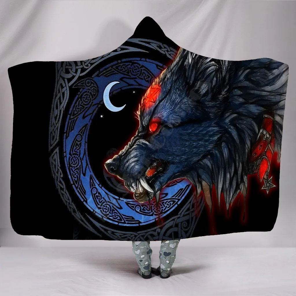 

Fenrir Viking Wolf 3D Printed Wearable Blanket Adults For Kids Various Types Hooded Blanket Fleece blanket 02