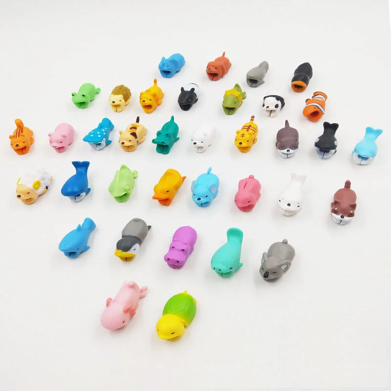 Universal Silicone Cute Animal Bite Cartoon USB Data Charging Line Cord Cable Protector Cover Case for iPhone Type-C Micro Cable