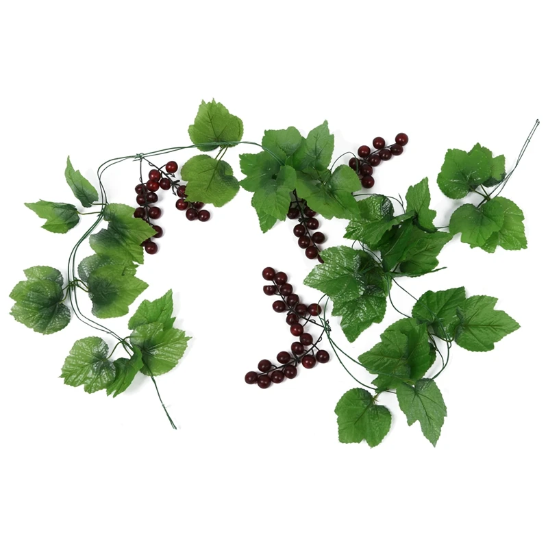 2x Artificial Grape Vine Garland Fruit for Home Garden Decoration