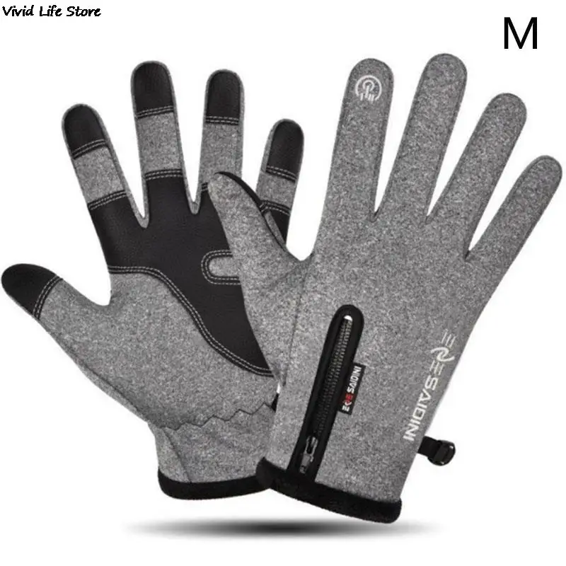 Winter Zipper Outdoor Riding Gloves Windproof Waterproof Touch Screen Gloves