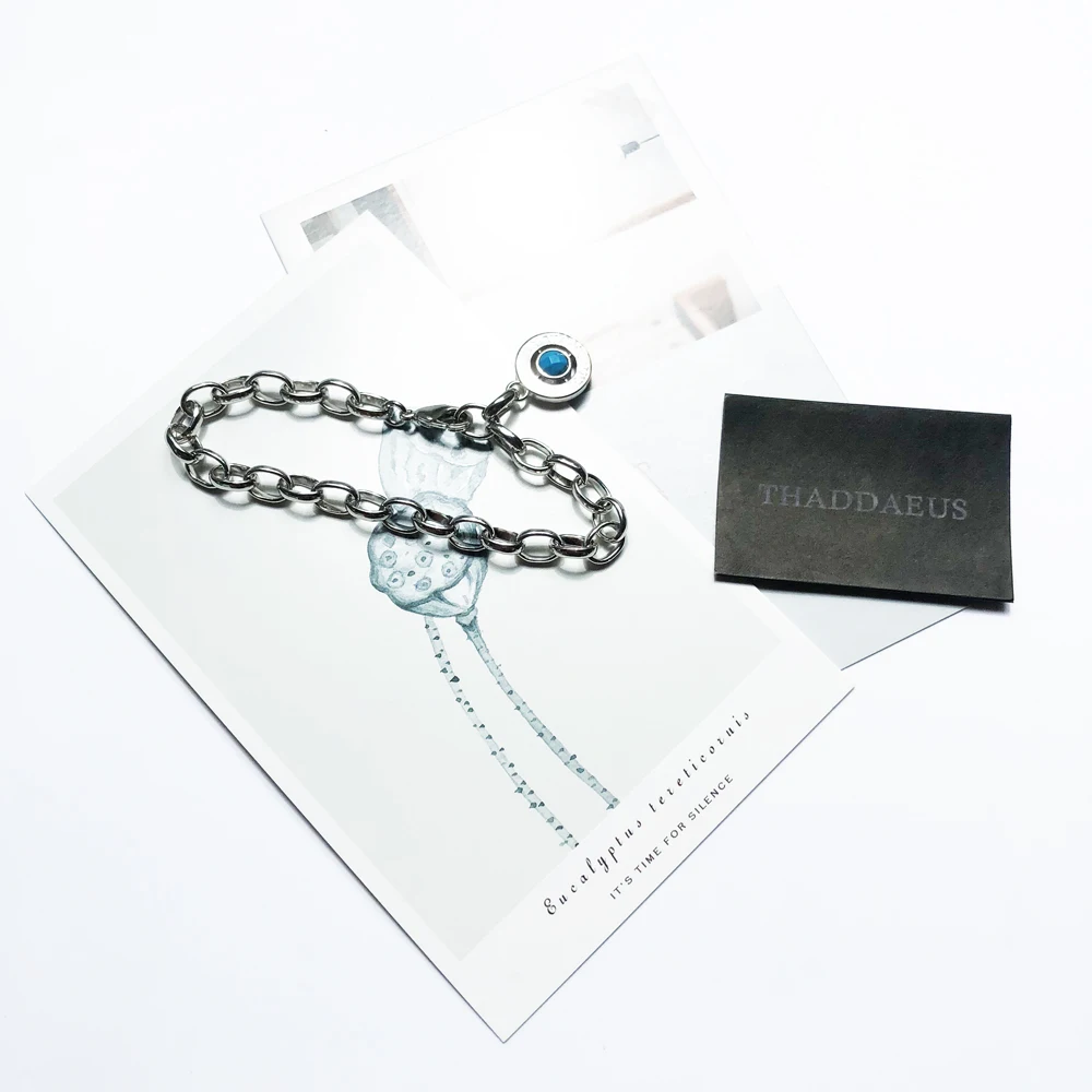 Niebieska zawieszka charms z łańcuszkiem ogniwowym bransoletki, 2019 jesień 925 Sterling Sliver prezent dla kobiet mężczyzn, styl europejski biżuteria, Fashion Accessorie Club — zdjęcie 5