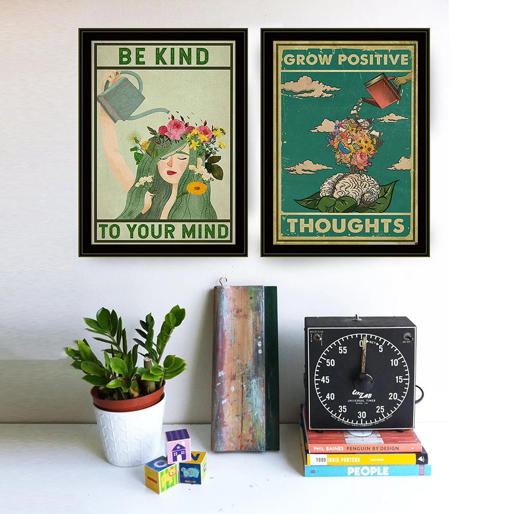 تنمو العقلية الأفكار الإيجابية تكون لطيفة على عقلك ورقة المشارك اللوحة ديكور جدار ديكور فني للمنزل