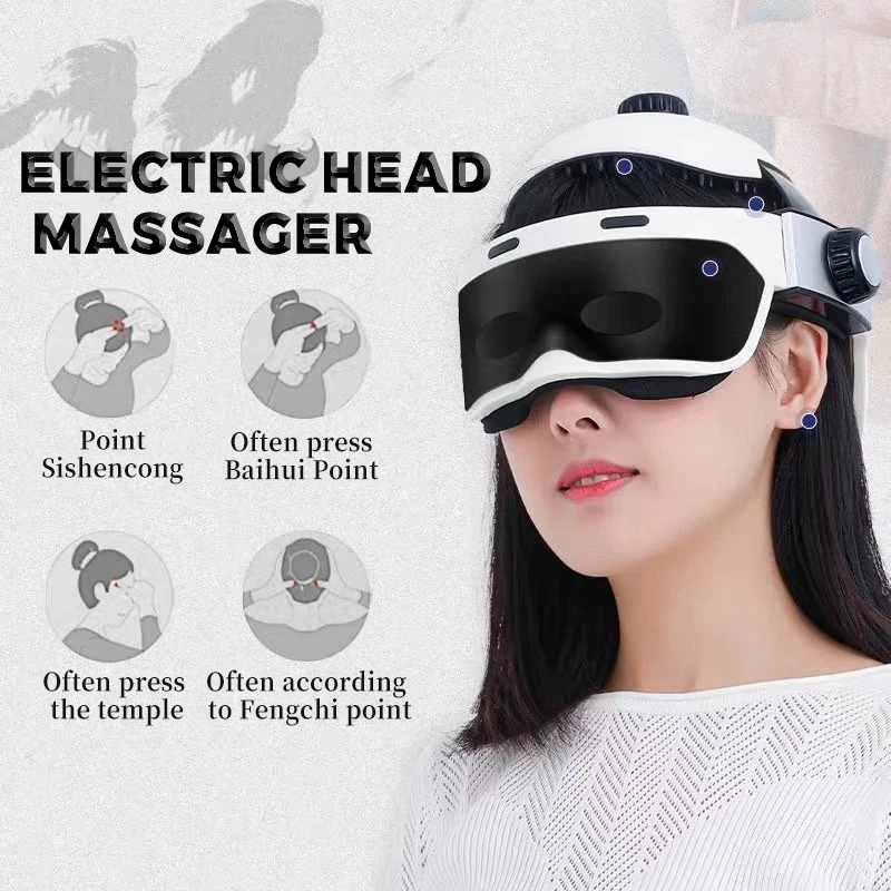 Syeosye Electric Head Massager Home Relaxing Scalp Automatic Hot Compress Bluetooth Music Function Headache Air Eyes Massager