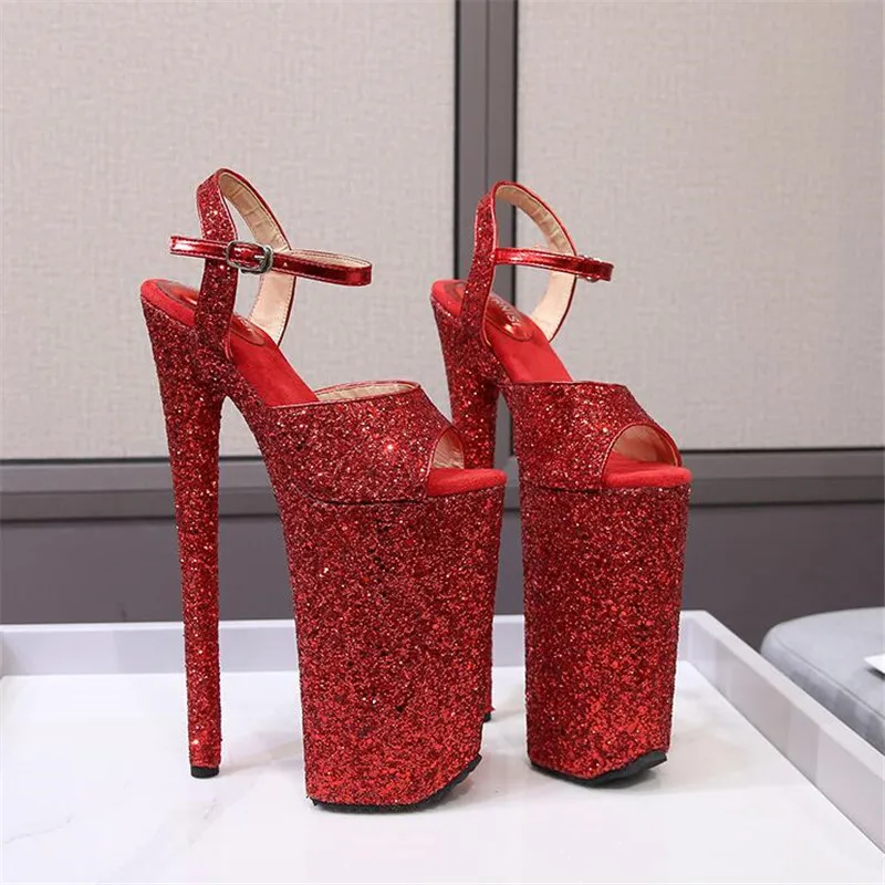 

New ladies high heels net celebrity sexy nightclub women's sandals high quality pole dancing women's shoes 26CM stilettos 4-9-10