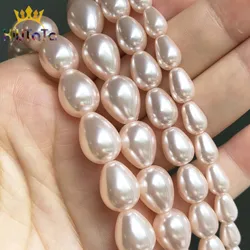 Natural Water Drop Beads Light Pink Shell Pearls Loose Beads For DIY Jewelry Making Bracelet Accessories 15'' 6*9 8*11 10*13mm