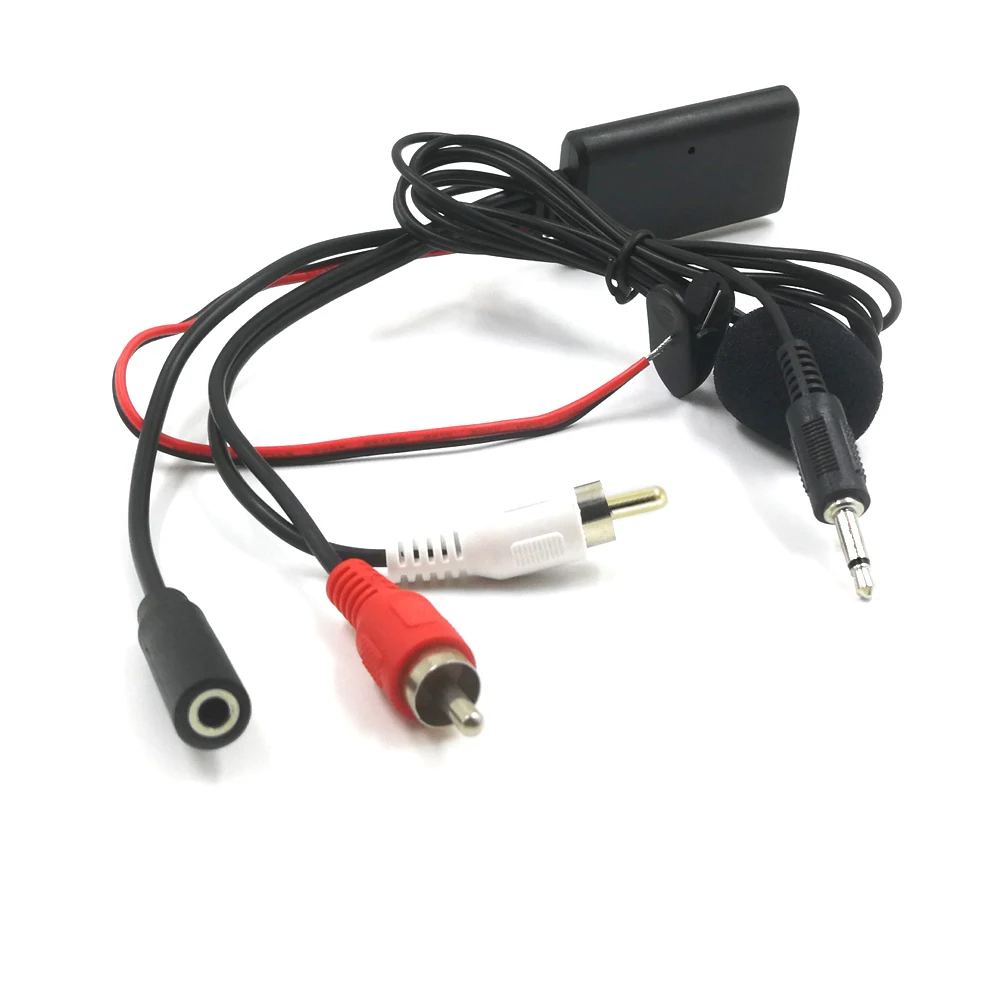 Biurlink Car Bluetooth 2RCA AUX Adapter Wireless Audio Phone Call Handsfree Microphone for Stereo with 2RCA AUX-IN Audio Input