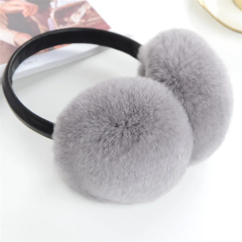 Rex Rabbit Fur Earmuff Women\'s Autumn And Winter Warm Eaemuffs Real Fur Ear Cover Warmer Ear  Muffs Fold Ear Protection Headband