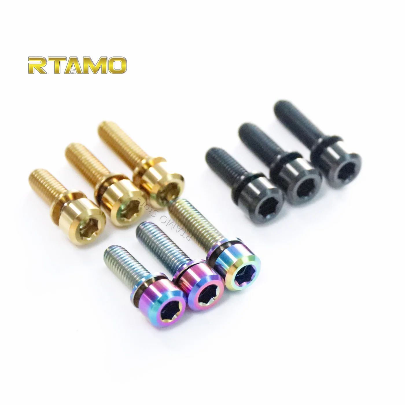 

Titanium Bolt M6/M5x 16 18 20mm with Washers Ti Screws for Bicycle Disc Brake Stem Clamp Clindrical Head Washers Screws