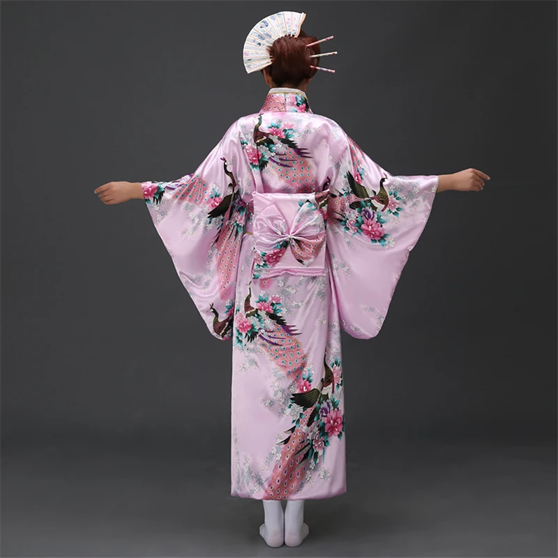 Hot Sale Japanese Women Original Yukata Dress Traditional Kimono With Obi Performance Dance Costumes One Size