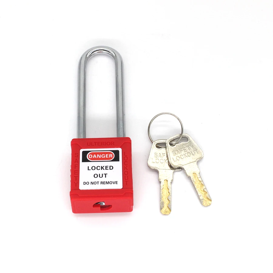 Lock out Tag out Padlock Engineering Lock Steel Shackle 76mm Nylon  Body Non-conductive Safety Padlock With 2 Key loto device