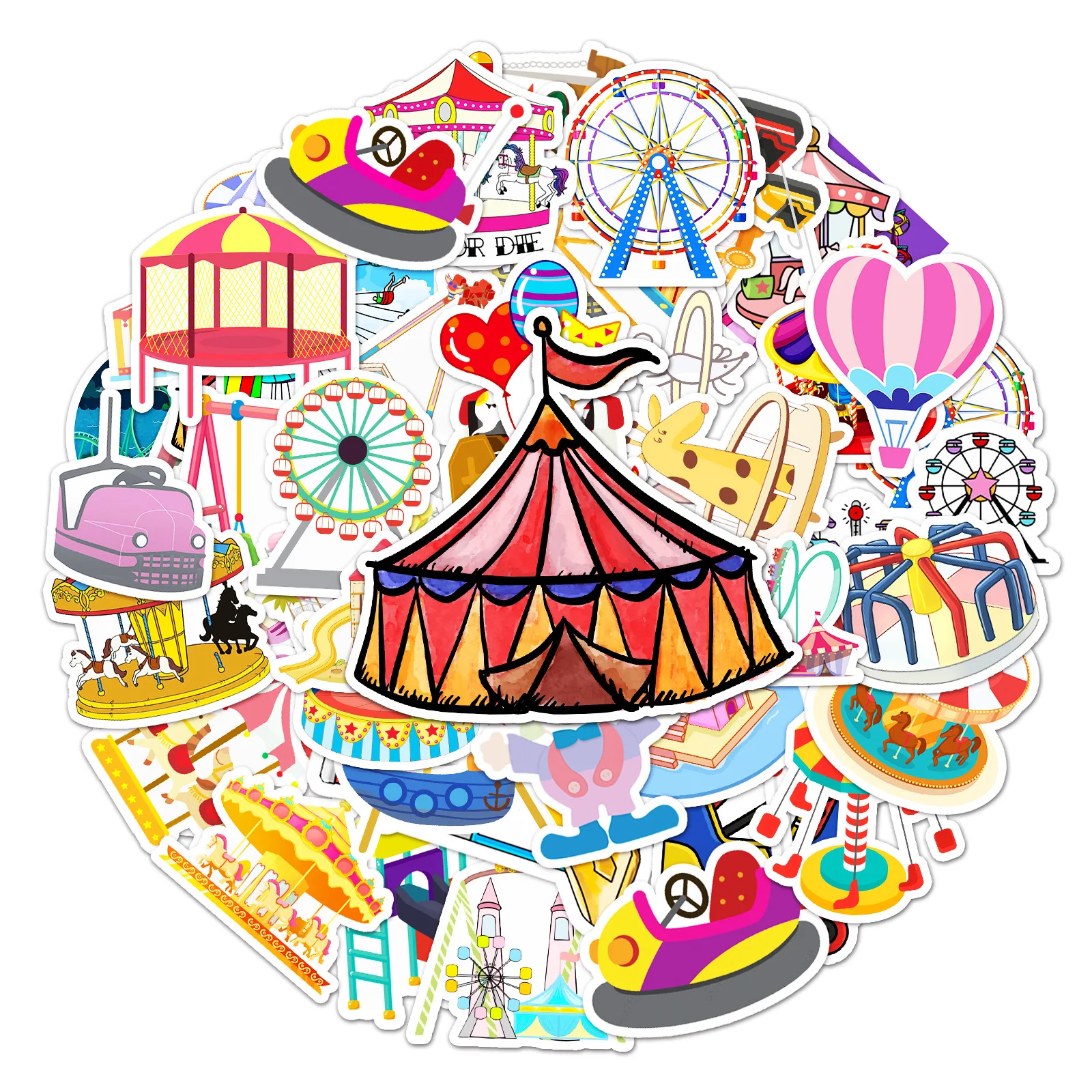 

10/30/50PCS Cartoon Circus Stickers Cute Playground Suitcase Skateboard Laptop Luggage Fridge Phone Car Styling Decal Sticker F5