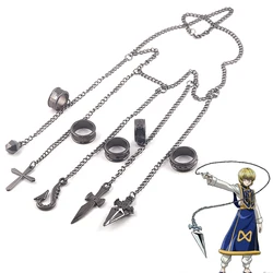 Hunter x Hunter Kurapika 5 Rings Chain Charms Bracelet Punk Hip Hop Vintage Cross Finger Chain Pendant For Women Men Jewelry