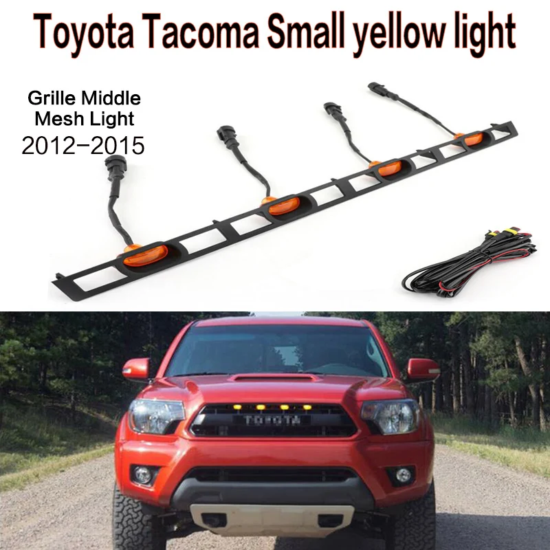 

Car Grid Light Small Yellow Light Grille Middle Mesh Light Suitable for 12-15 Toyota Tacoma TRD Off-road Daytime Running Light