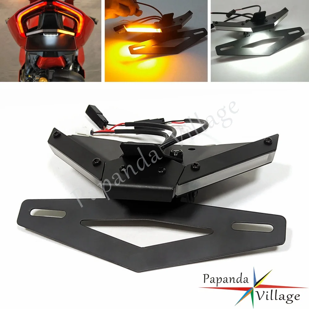 Motorcycle LED Turn Signal Indicator License Plate Light Tail Tidy Fender Eliminator Kit for Ducati Streetfighter V4 V4S V2 2020