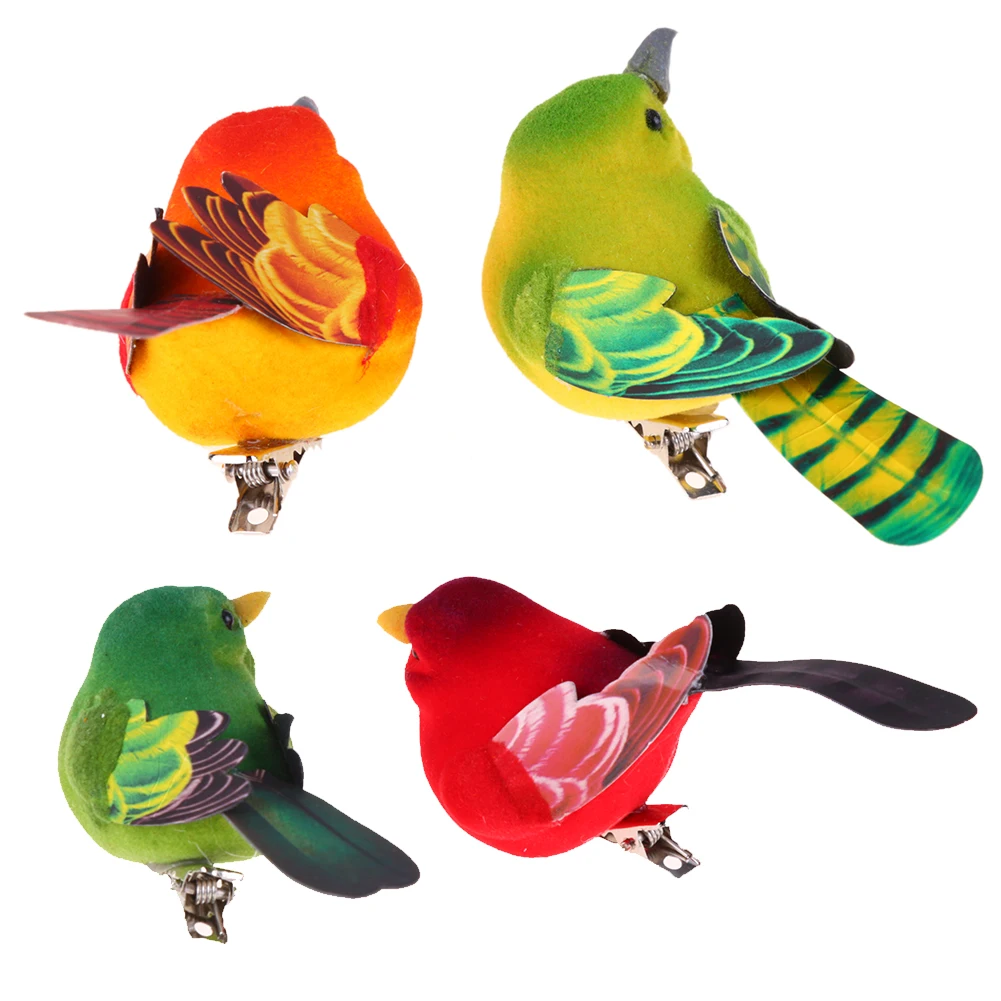 2 ピース/パックかわいい人工鳥ホームテーブルガーデン装飾飾りギフト友人のためのかわいいミニ泡羽鳥スズメ乳