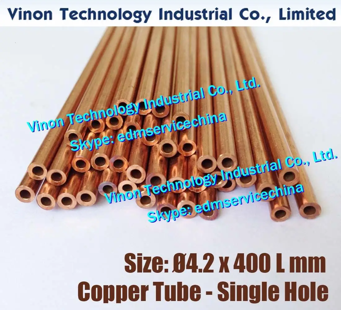 Ø4.2x400Lmm Copper Tube Single Hole (30PCS/LOT), Copper EDM Tubing Electrode Tube Diameter 4.2mm Length 400mm for EDM Drilling