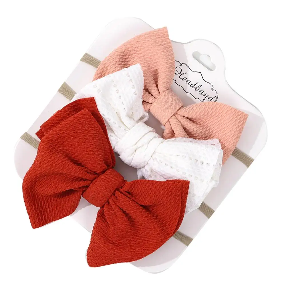 3Pcs/Set Solid Bullet Baby Headbands Newborn Girls Hollow Topknot Nylon Hairbands Safety Kids Elastic Headwraps Infant Headwear