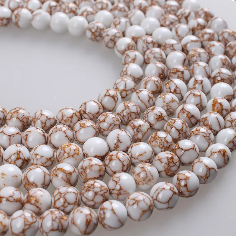 

Synthetic Turquoises White Howlite Spun Stone Round Loose Beads 4 6 8 10 12mm Beads For Bracelets Necklace Jewelry Making